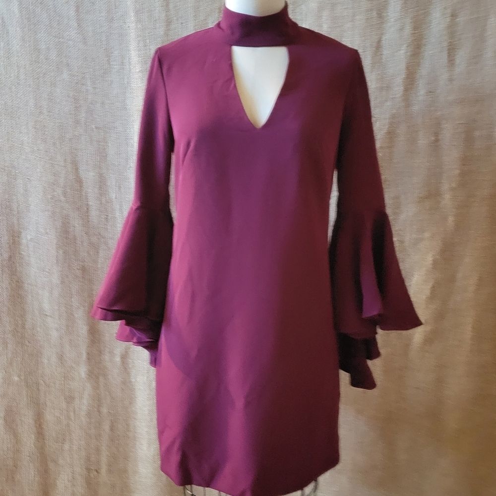 MILLY Cranberry Bell Sleeve Dress -0